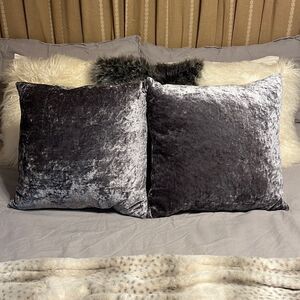 Charcoal Gray velour square pillows  18x18
